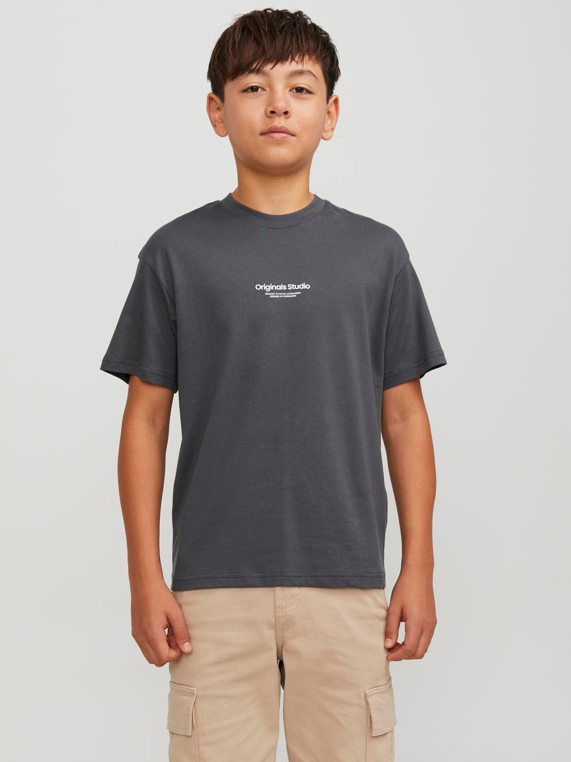 Jack & Jones Printed T-shirt For boys -Asphalt - 12242827