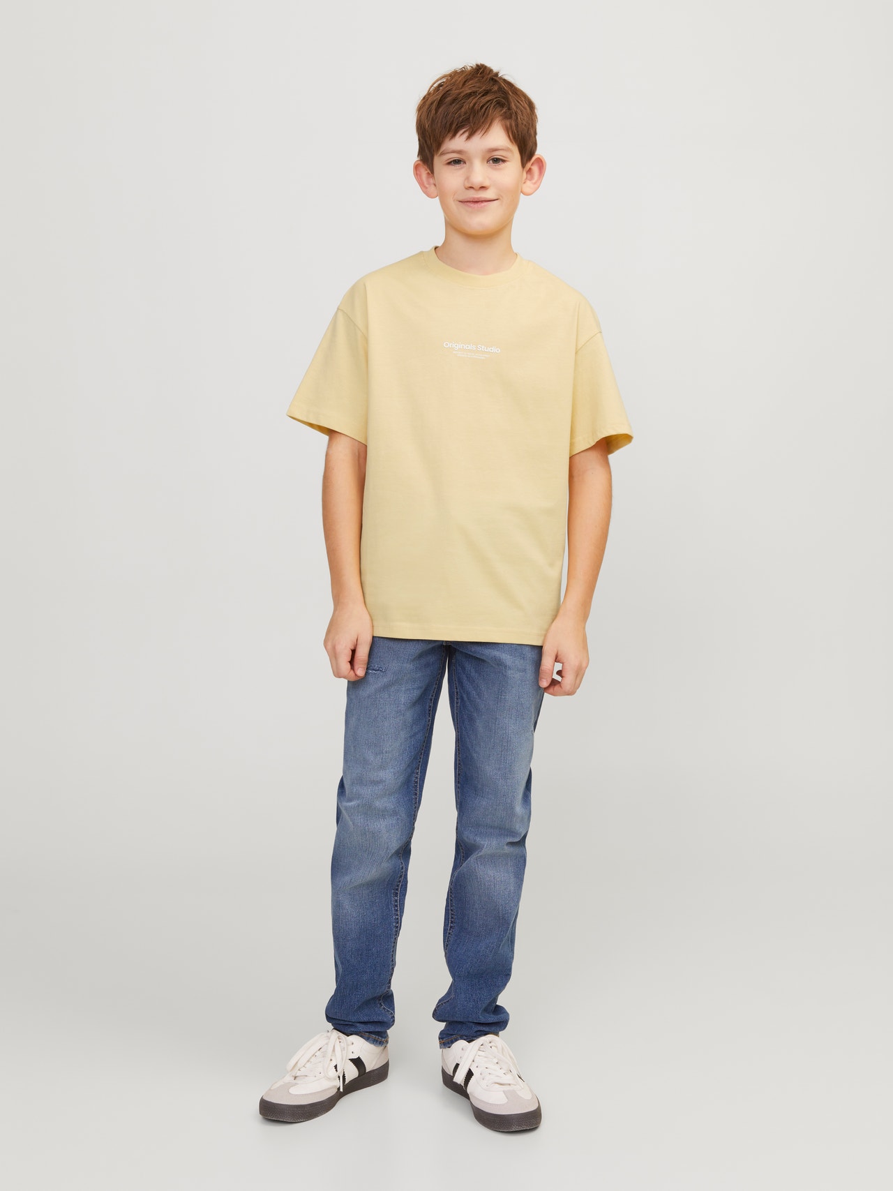 Jack & Jones Nadruk T-shirt Dla chłopców -Italian Straw - 12242827