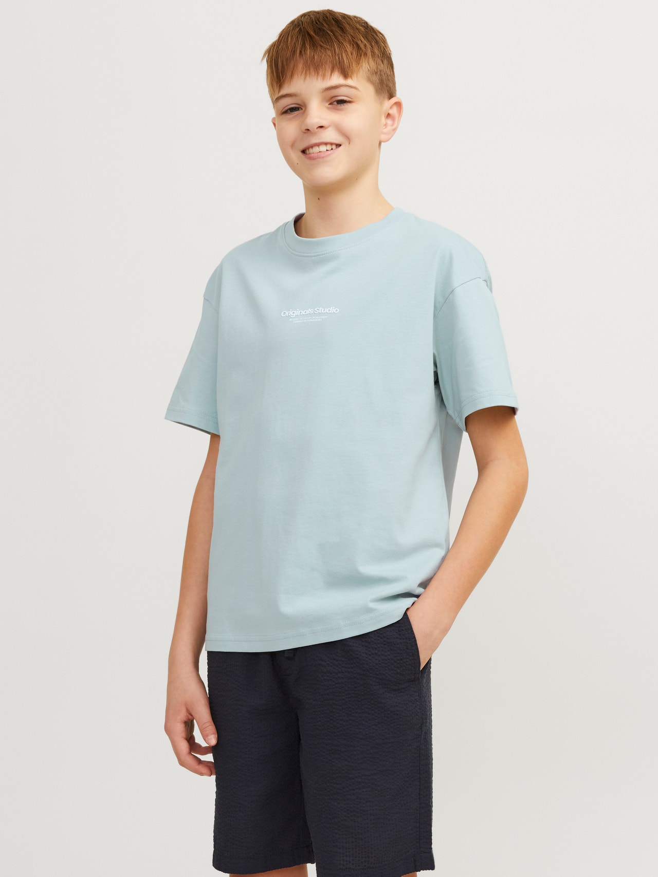 Jack & Jones Nadruk T-shirt Dla chłopców -Gray Mist - 12242827