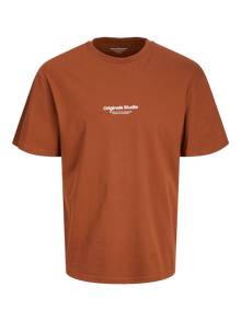 Jack & Jones Nadruk T-shirt Dla chłopców -Brandy Brown - 12242827