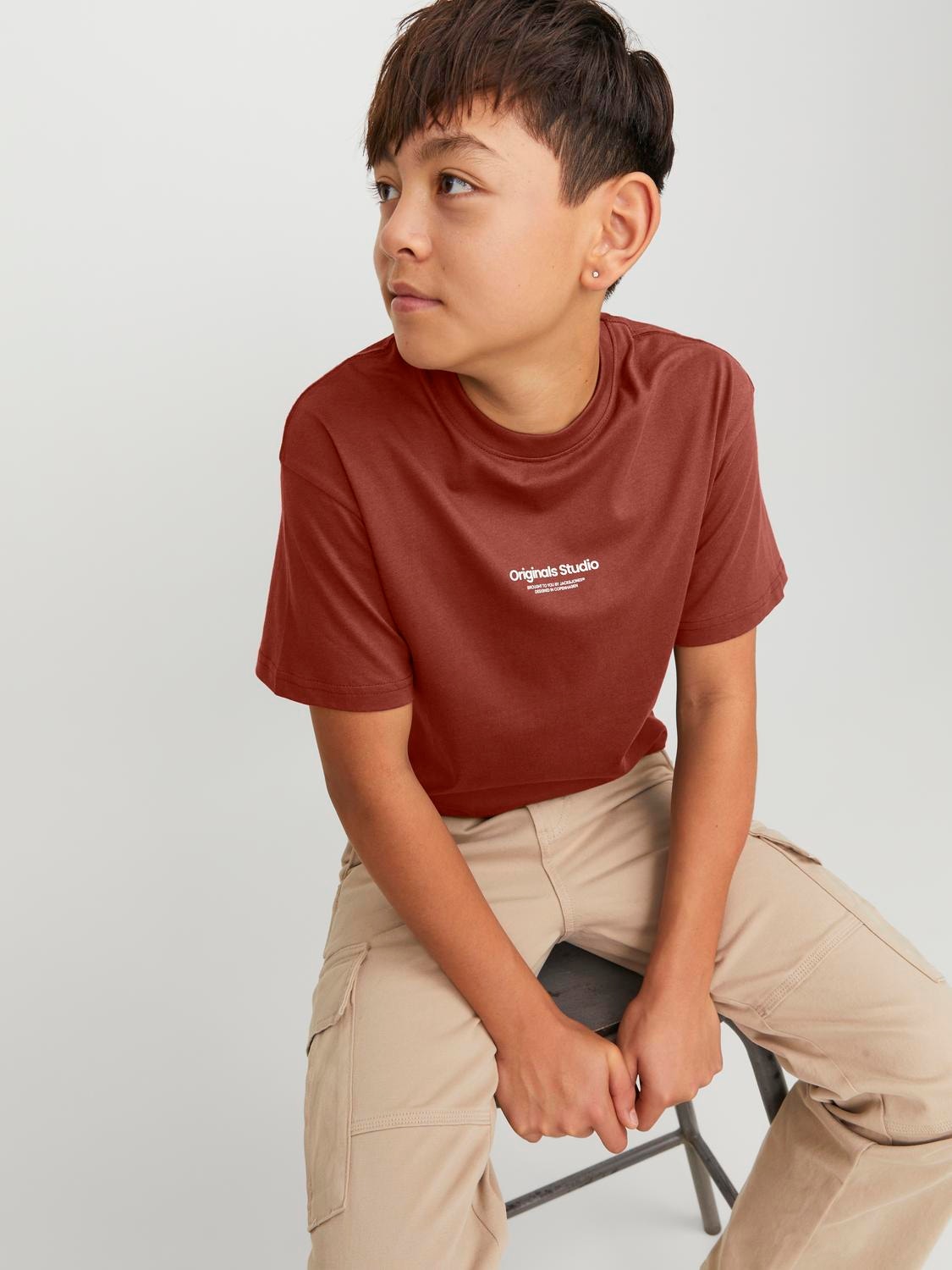 Jack & Jones T-shirt Estampar Para meninos -Brandy Brown - 12242827