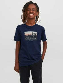 Jack & Jones Fotoprint T-skjorte For gutter -Navy Blazer - 12242845