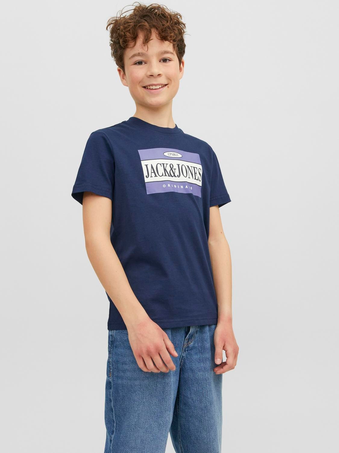 Jack & Jones Spausdintas raštas Marškinėliai For boys -Navy Blazer - 12242849