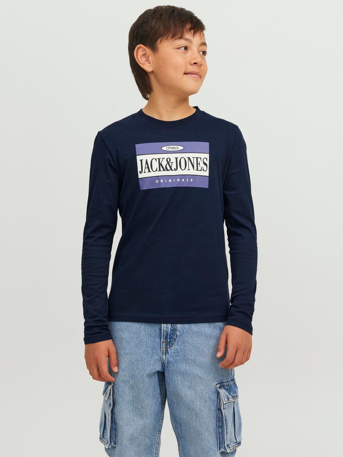 Jack & Jones Logo T-shirt For boys -Navy Blazer - 12242855