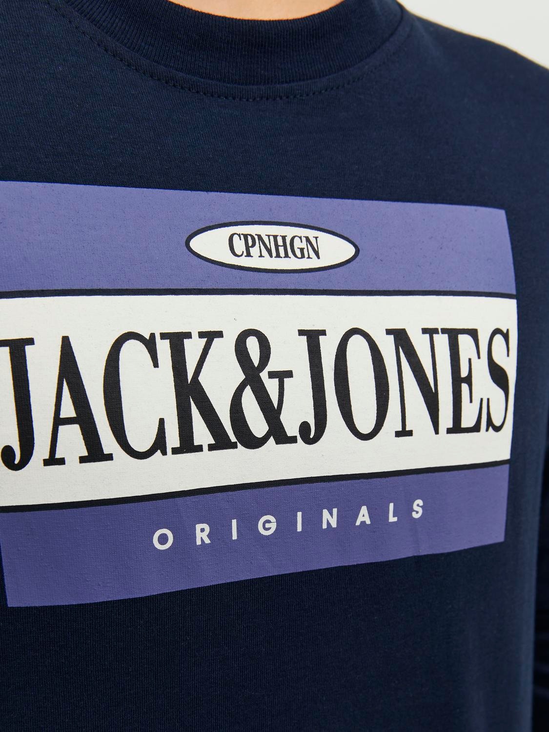 Jack & Jones Logo T-skjorte For gutter -Navy Blazer - 12242855