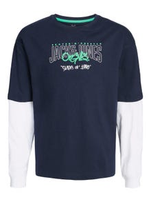 Jack & Jones Trykk T-skjorte For gutter -Navy Blazer - 12242861