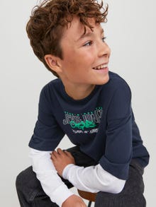 Jack & Jones Nadruk T-shirt Dla chłopców -Navy Blazer - 12242861