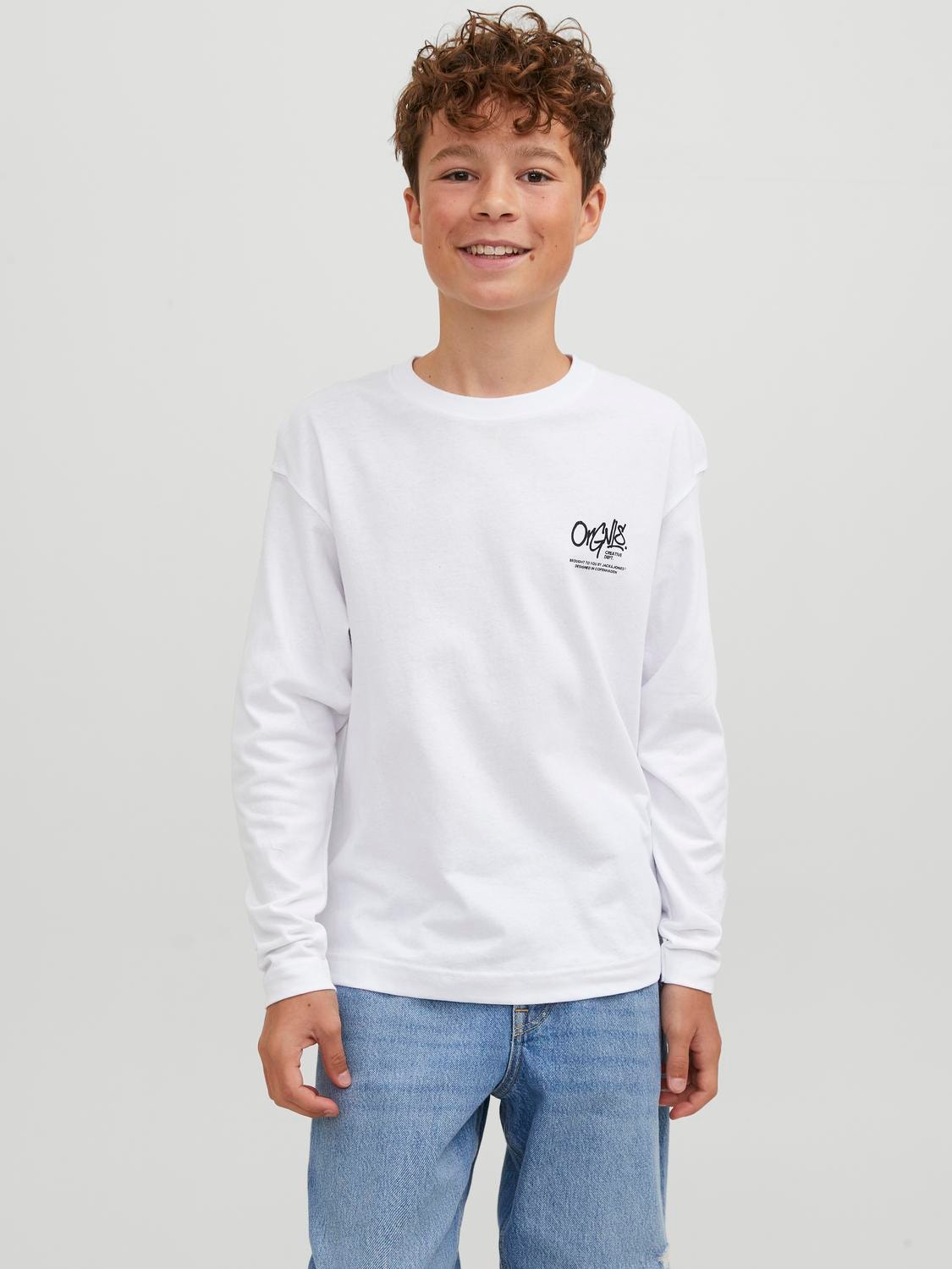 Jack & Jones Printed T-shirt For boys -Bright White - 12242879