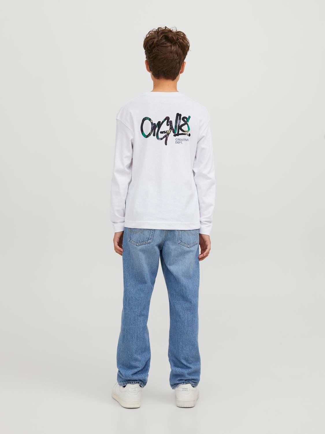 Jack & Jones Nyomott mintás Trikó Ifjúsági -Bright White - 12242879