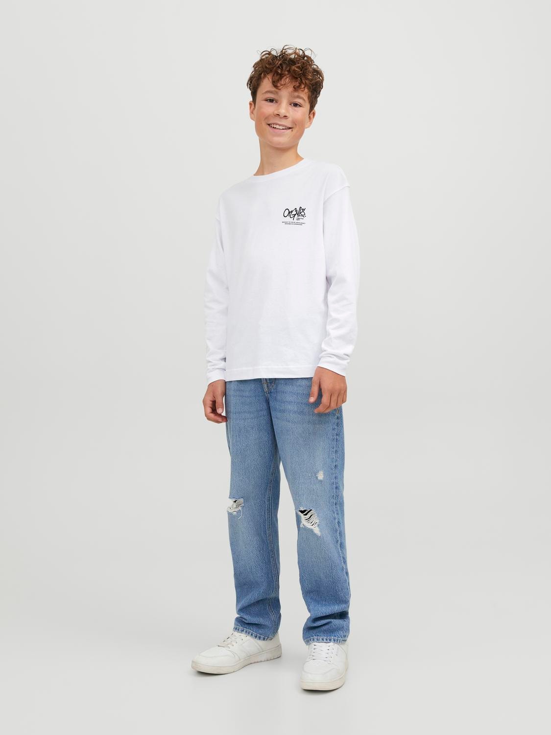 Jack & Jones Nyomott mintás Trikó Ifjúsági -Bright White - 12242879