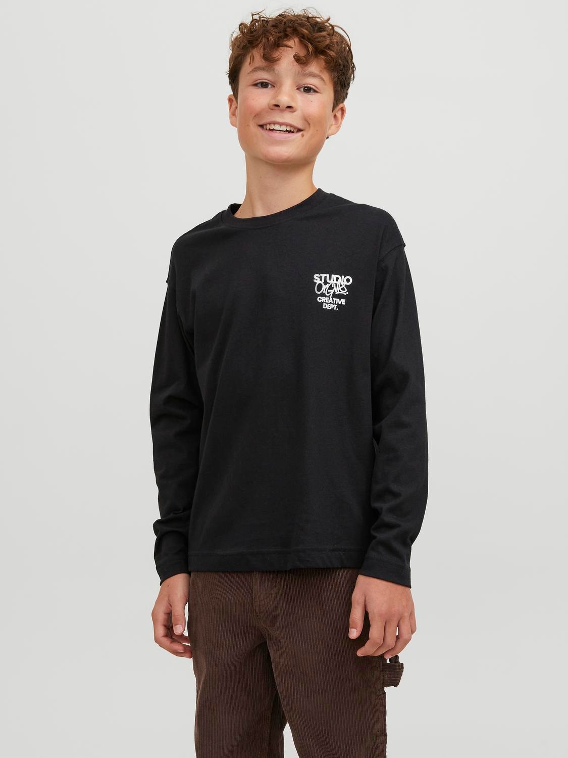 Jack & Jones Nyomott mintás Trikó Ifjúsági -Black - 12242879