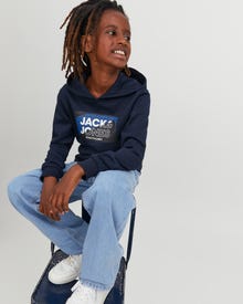 Jack & Jones Logo Hoodie Voor jongens -Navy Blazer - 12242949