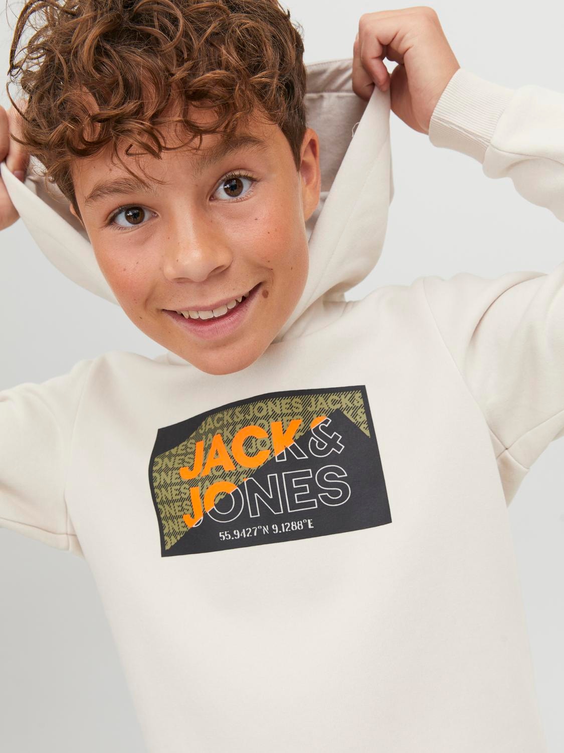 Jack & Jones Logo Hættetrøje Til drenge -Moonbeam - 12242949