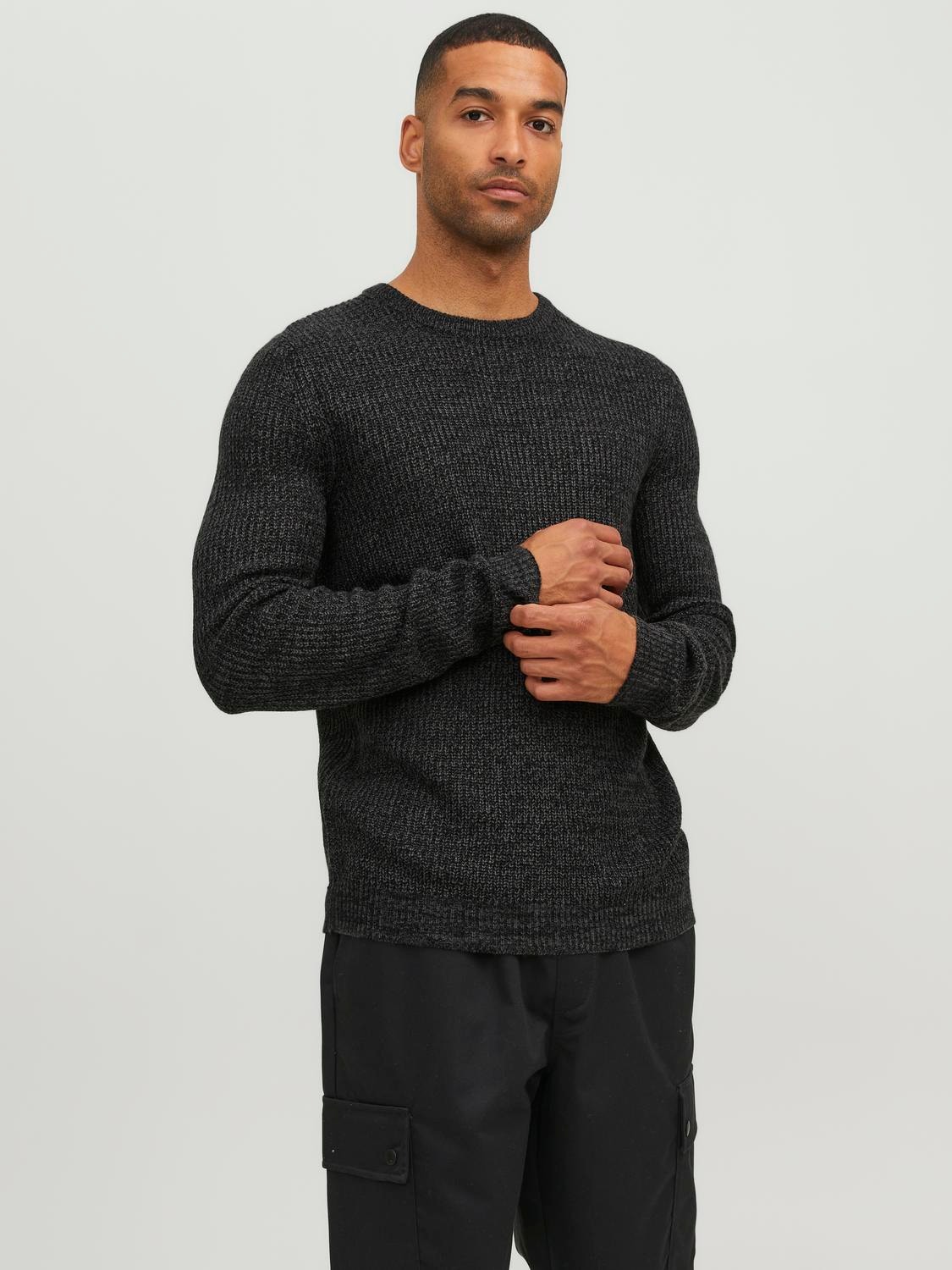 Jack & Jones Gestreift Strickpullover mit Rundhals -Black - 12243000