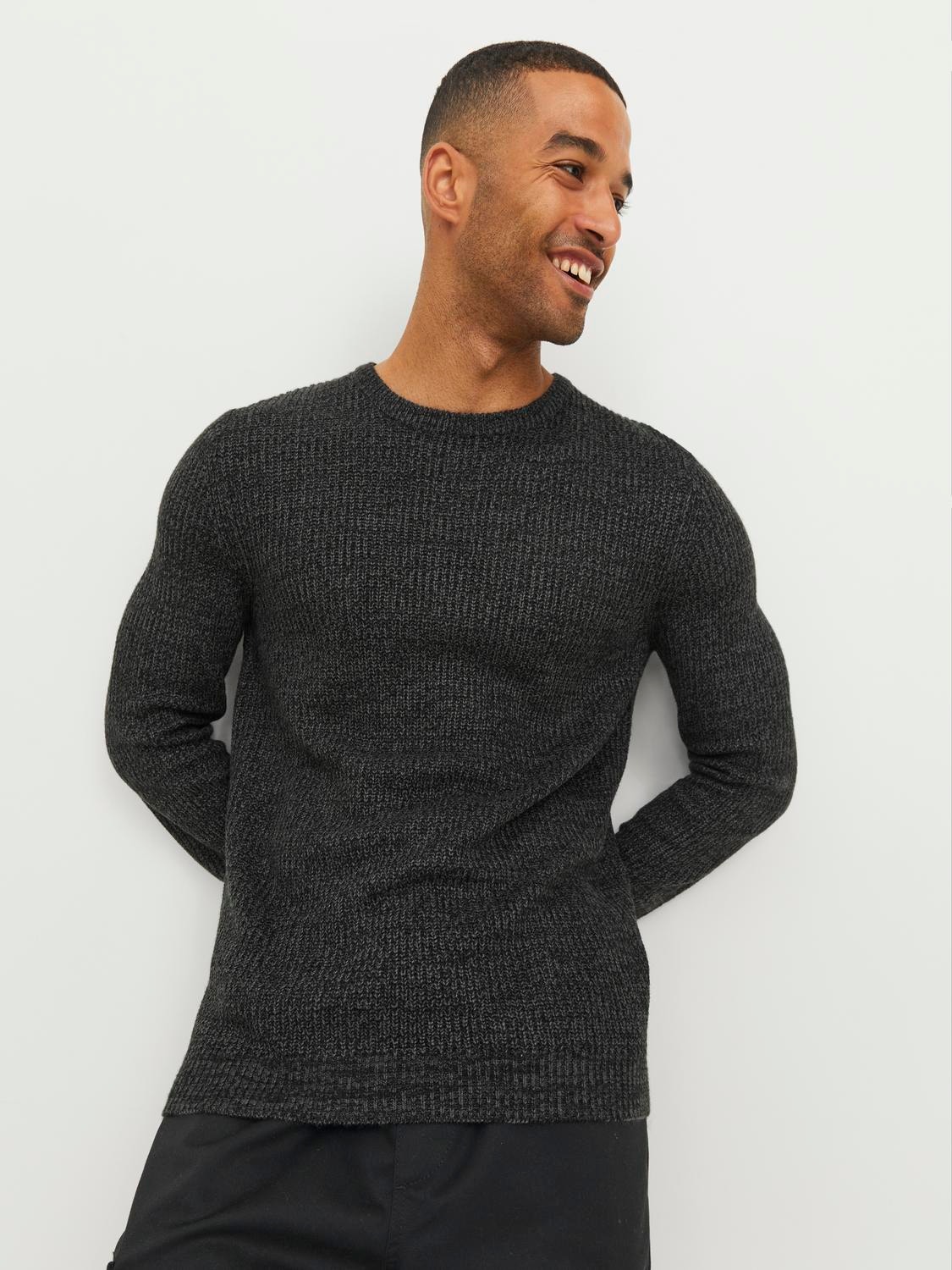 Jack & Jones Striped Crew Neck Jumper -Black - 12243000