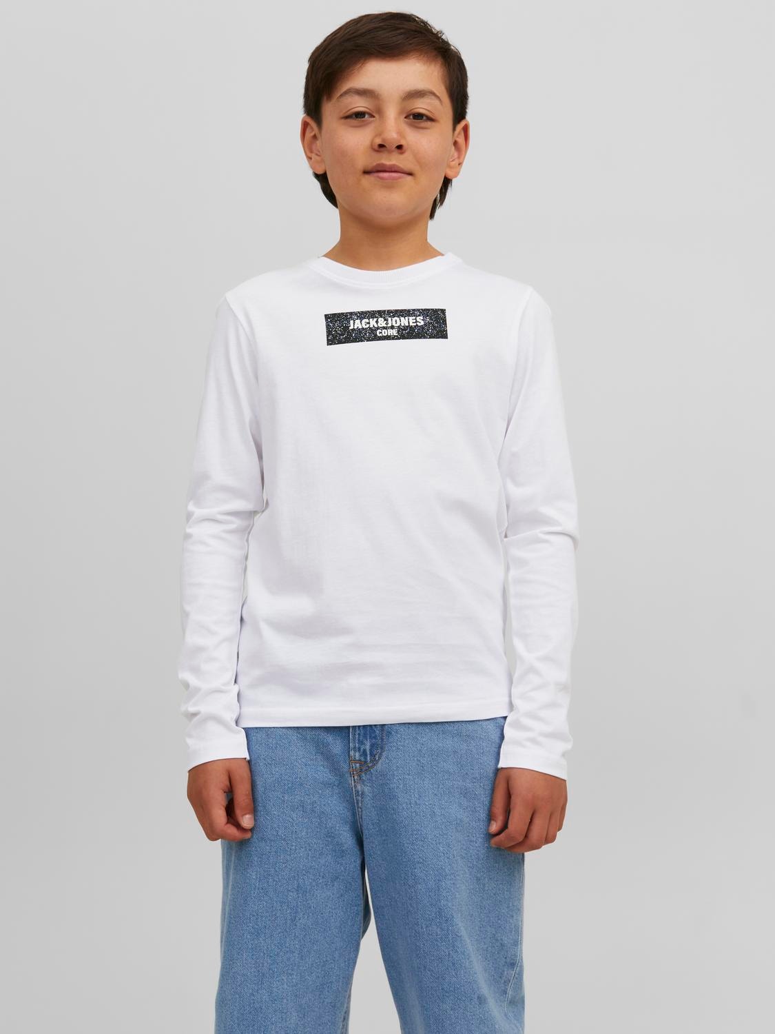 Jack & Jones Z logo T-shirt Dla chłopców -White - 12243038