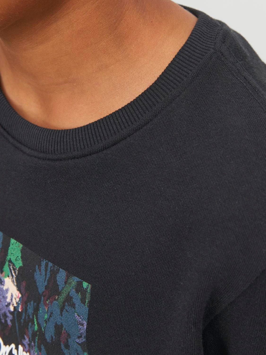 Jack & Jones Printet Sweatshirt med rund hals Til drenge -Black - 12243097