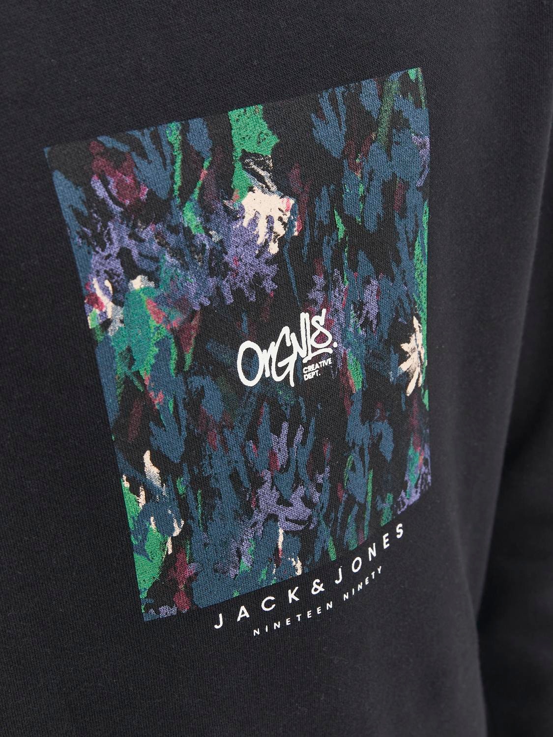 Jack & Jones Printed Crew neck Sweatshirt For boys -Black - 12243097
