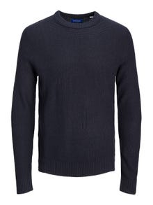 Jack & Jones Enfärgat Crewneck Stickad tröja -Total Eclipse - 12243116