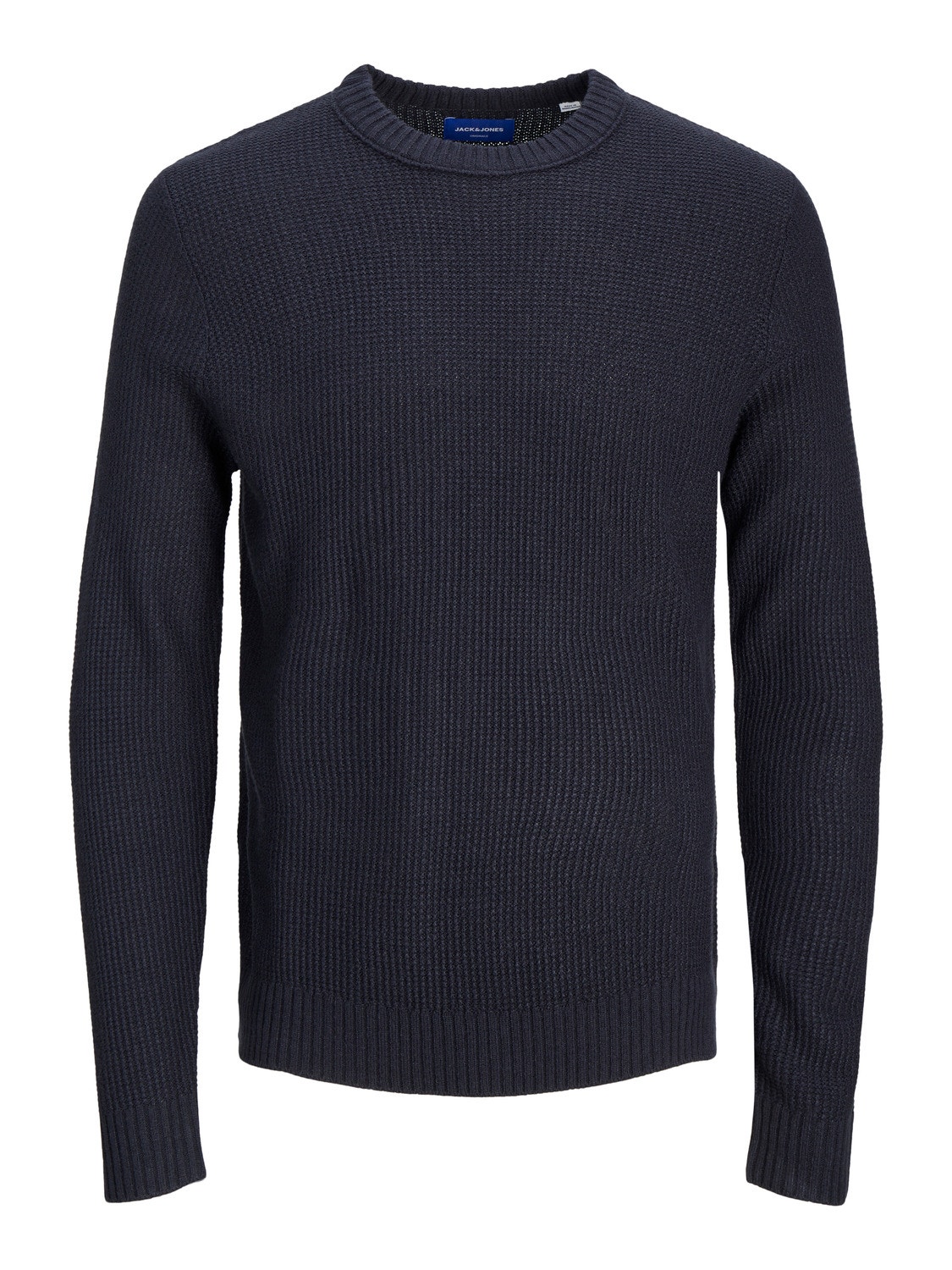 Jack & Jones Enfärgat Crewneck Stickad tröja -Total Eclipse - 12243116