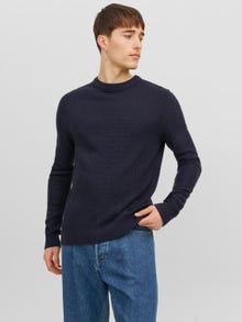 Jack & Jones Enfärgat Crewneck Stickad tröja -Total Eclipse - 12243116