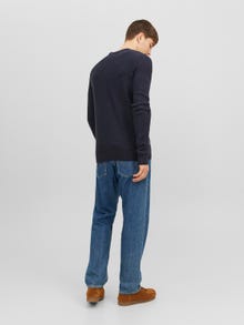 Jack & Jones Enfärgat Crewneck Stickad tröja -Total Eclipse - 12243116