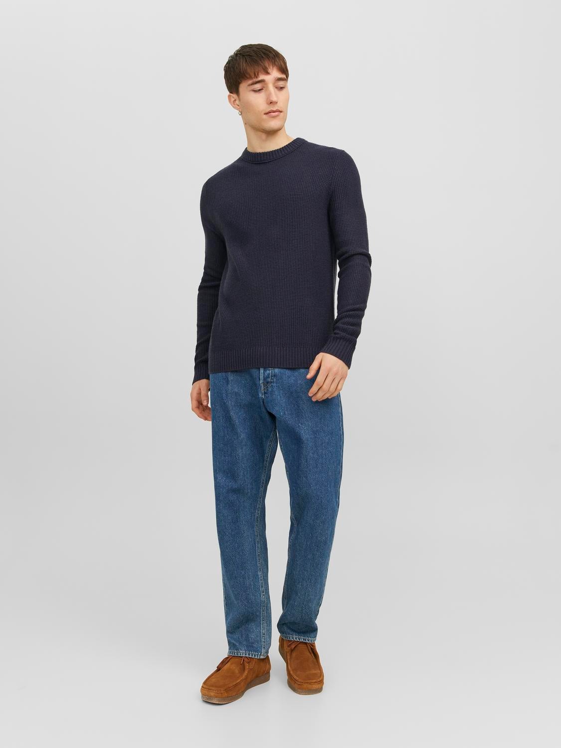 Jack & Jones Gładki Sweter z dzianiny z okrągłym dekoltem -Total Eclipse - 12243116