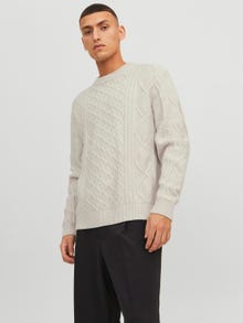 Jack & Jones Enfärgat Crewneck Stickad tröja -Moonbeam - 12243228