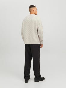 Jack & Jones Enfärgat Crewneck Stickad tröja -Moonbeam - 12243228