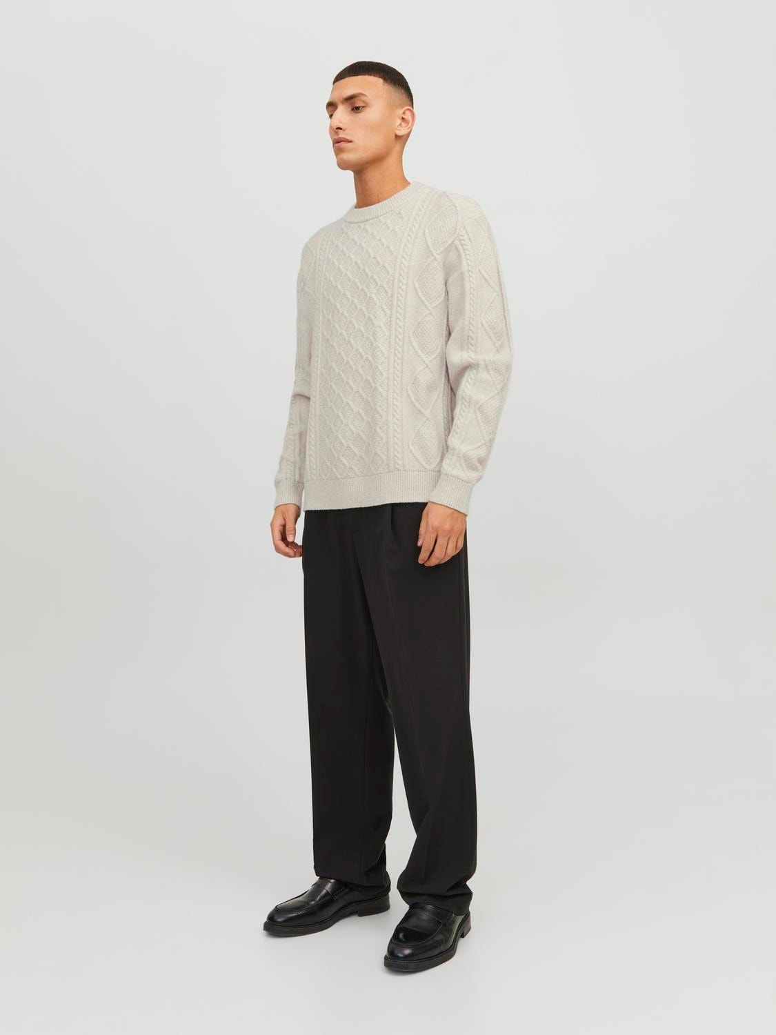 Jack & Jones Enfärgat Crewneck Stickad tröja -Moonbeam - 12243228