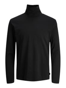 Jack & Jones Enfärgat Polokrage T-shirt -Black - 12243471