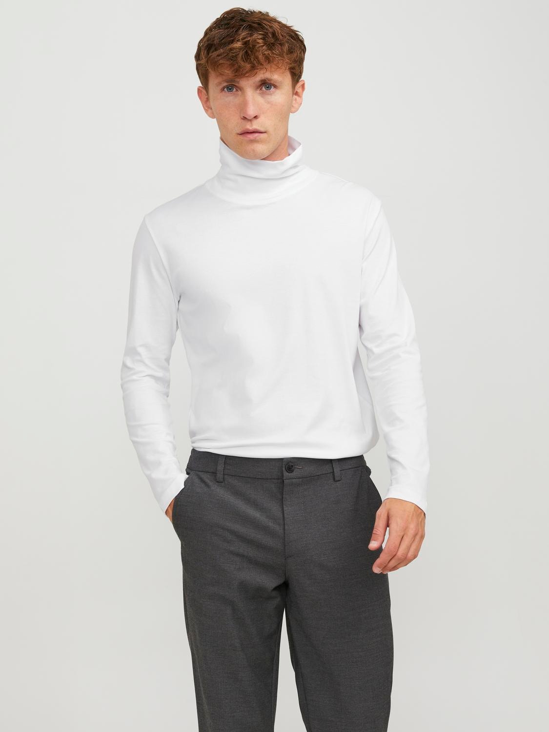 Jack & Jones Plain Roll Neck T-shirt -White - 12243471