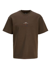 Jack & Jones RDD Trykk O-hals T-skjorte -Chocolate Brown - 12243500