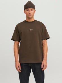 Jack & Jones RDD Nyomott mintás Környak Trikó -Chocolate Brown - 12243500