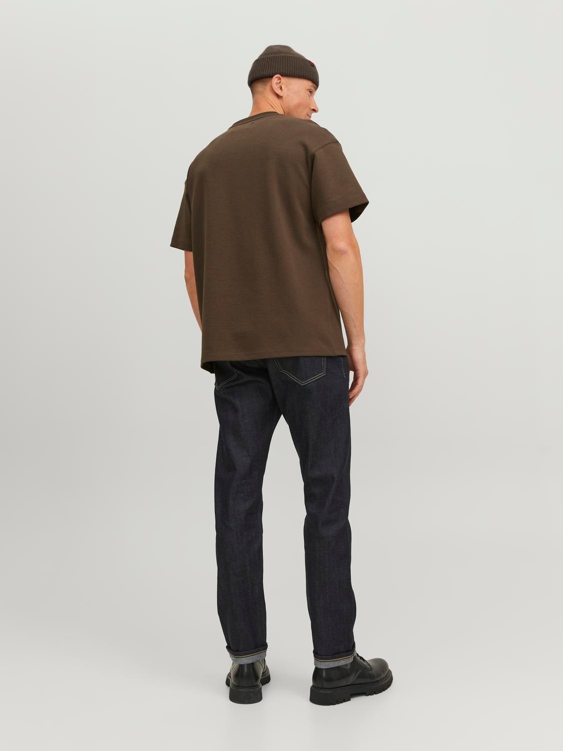 Jack & Jones RDD Nyomott mintás Környak Trikó -Chocolate Brown - 12243500