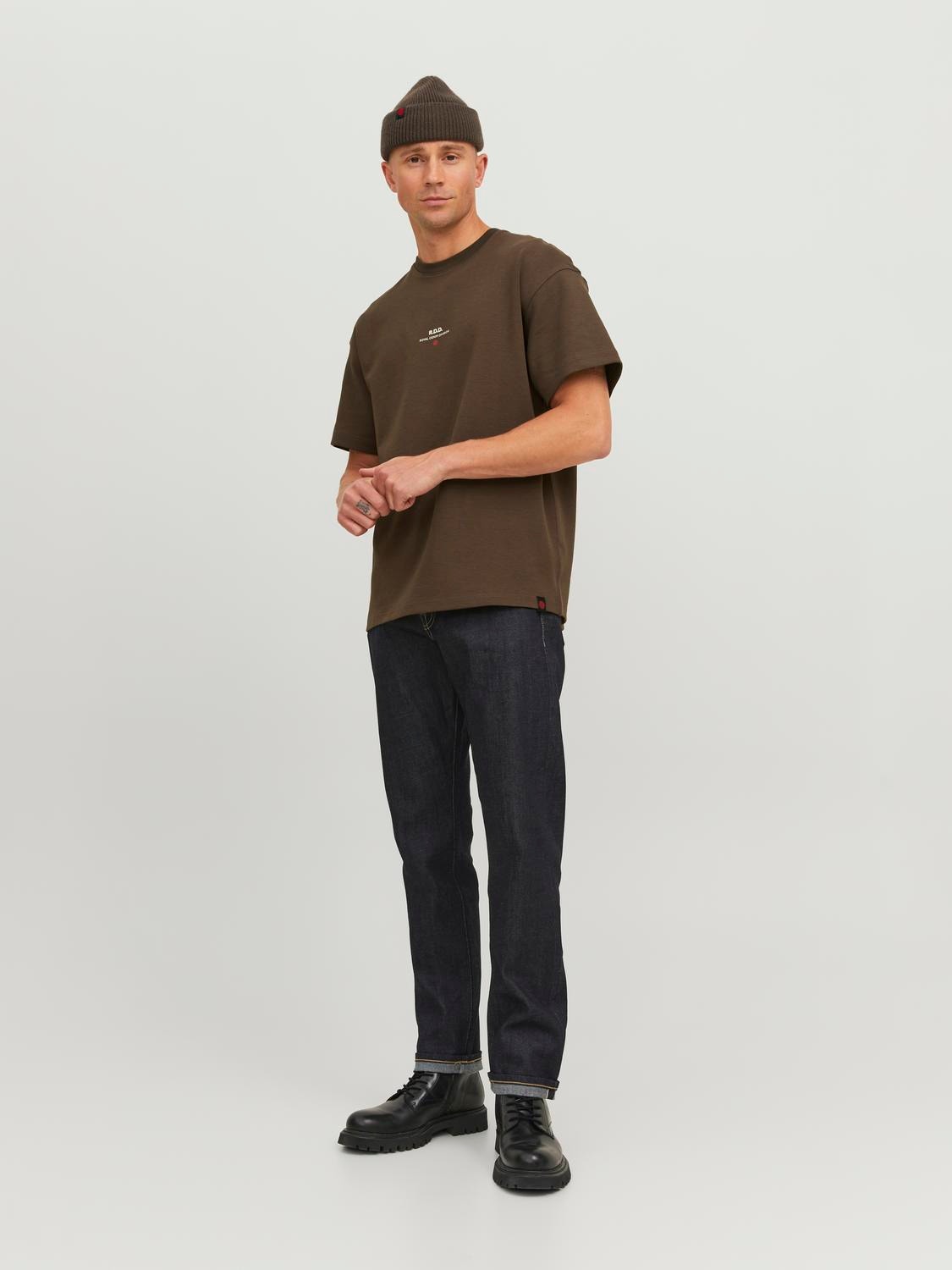 Jack & Jones RDD Nyomott mintás Környak Trikó -Chocolate Brown - 12243500