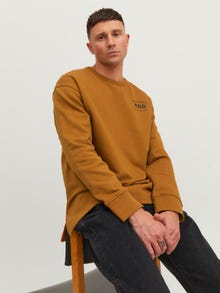 Jack & Jones RDD Printed Crew neck Sweatshirt -Caramel Café - 12243501