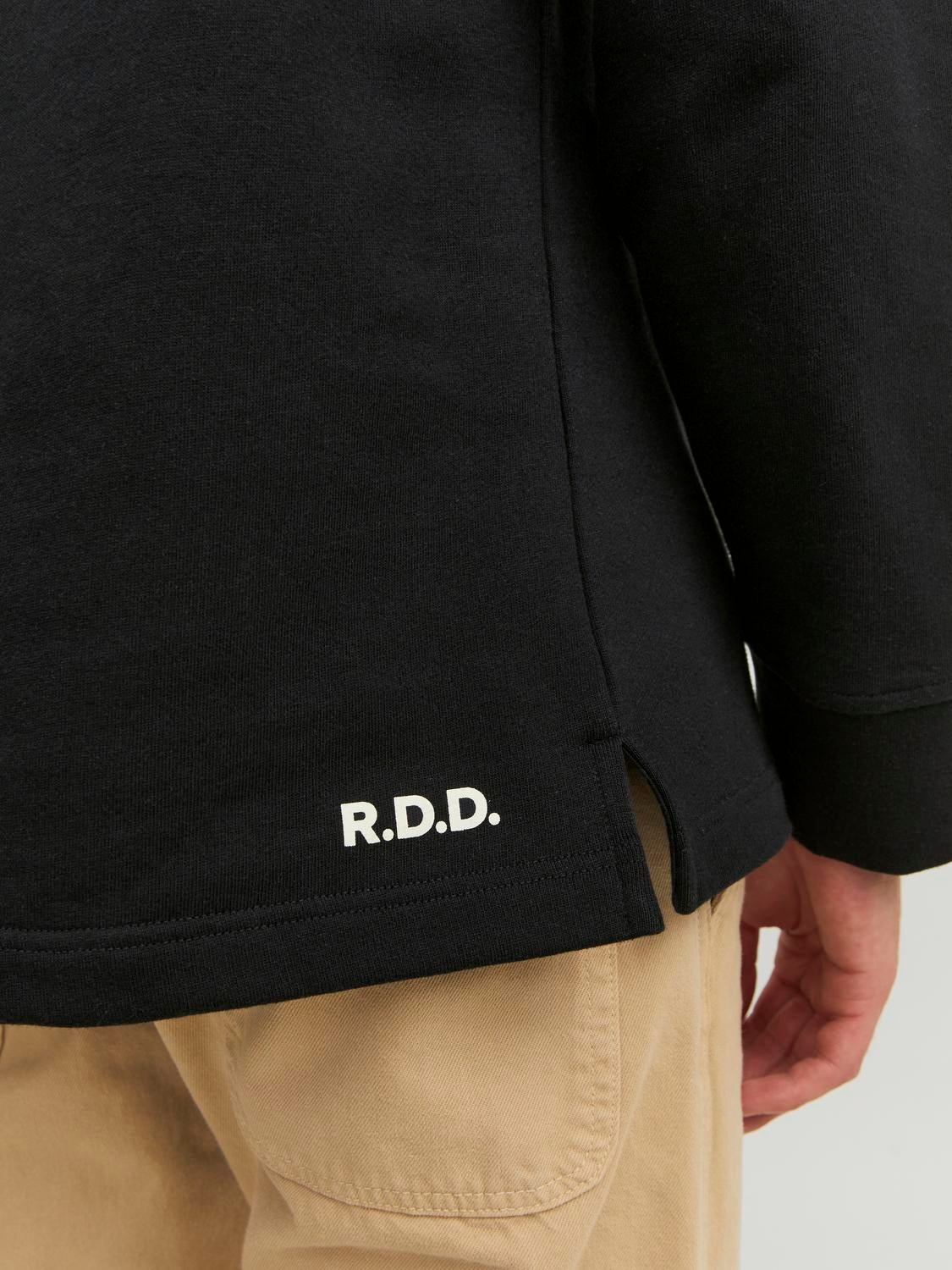 Jack & Jones RDD Printed Crewn Neck Sweatshirt -Black - 12243501