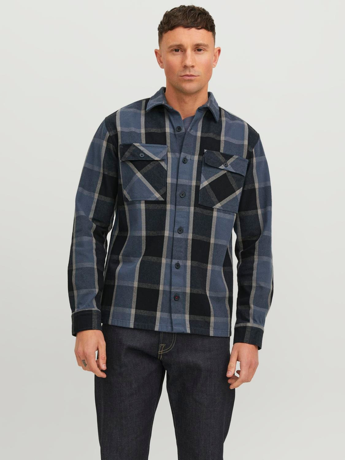 Jack & Jones RDD Wide Fit Overshirt -Charcoal Gray - 12243507