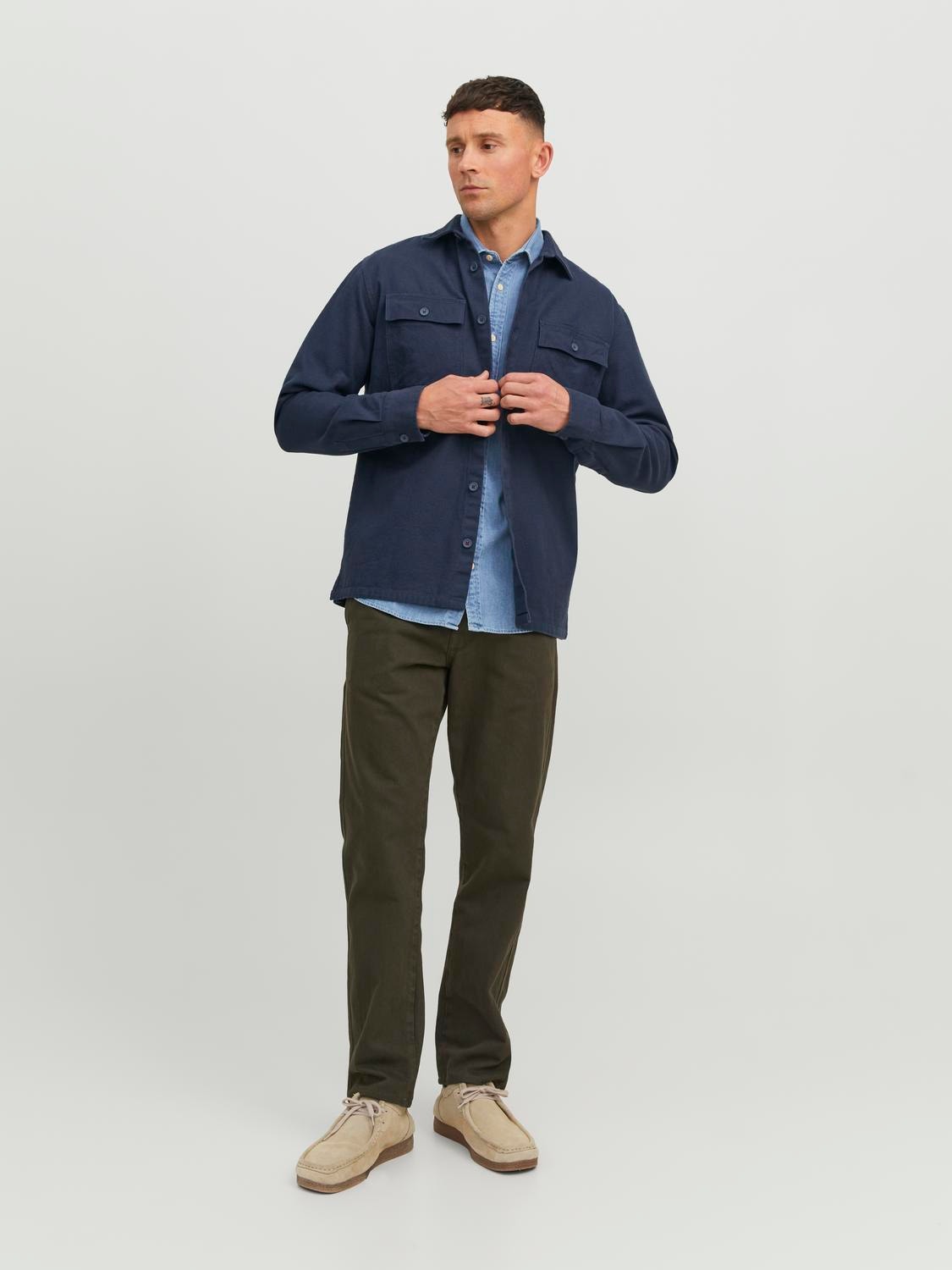 Jack & Jones RDD Wide Fit Permatomi marškiniai -Ombre Blue - 12243509