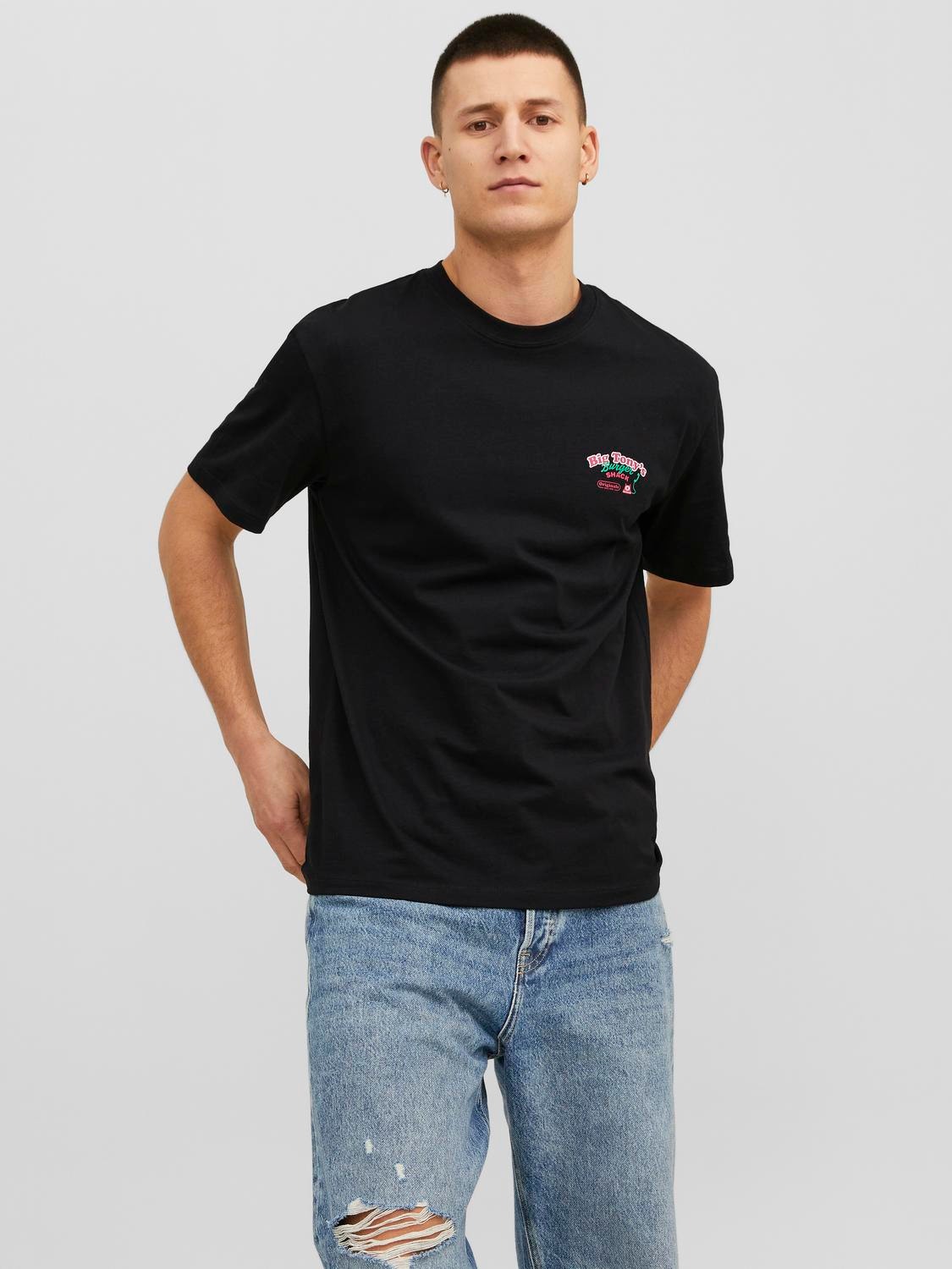 Jack & Jones Potištěný Kruhový výstřih Tričko -Black - 12243536