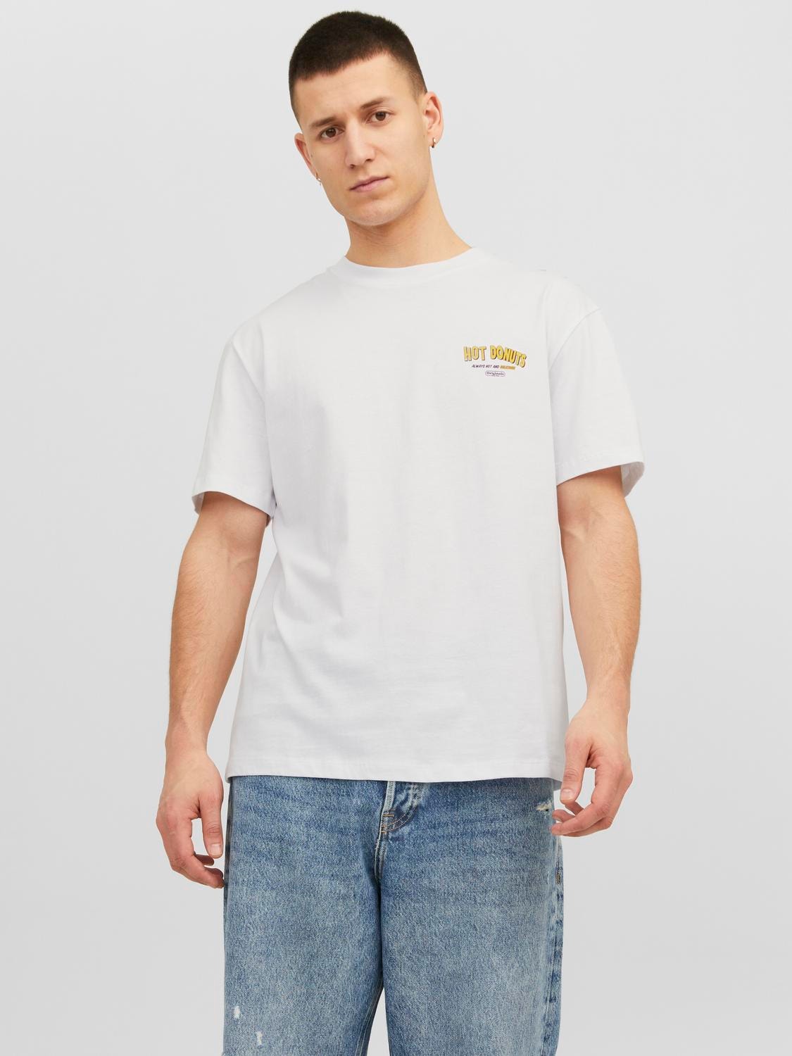 Jack & Jones Printed Crew neck T-shirt -Bright White - 12243536