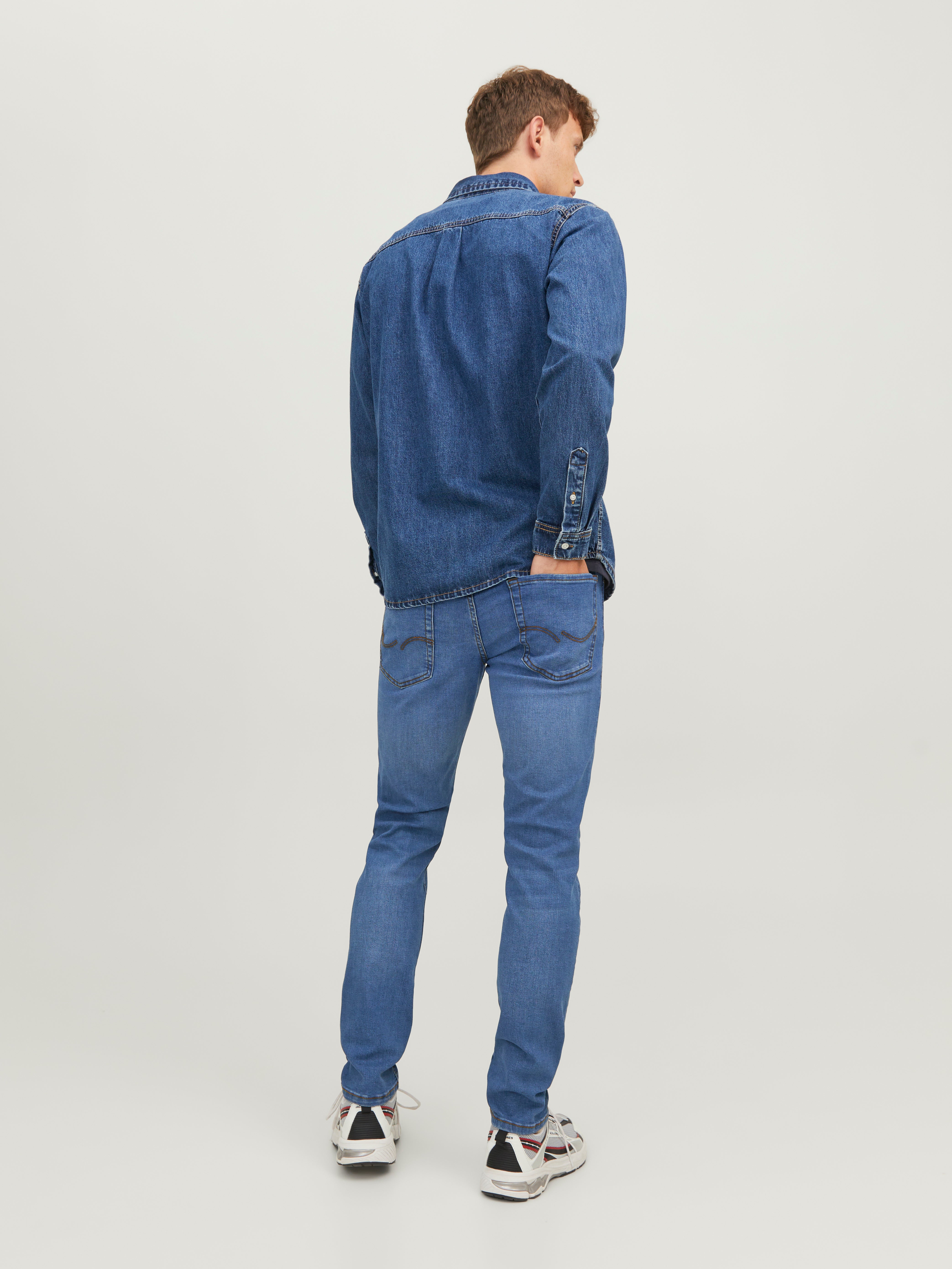 JACK & JONES Herren Slim Fit Jeans – JJIGLENN, Aus Recycelten Materialien, Niedrige Taille