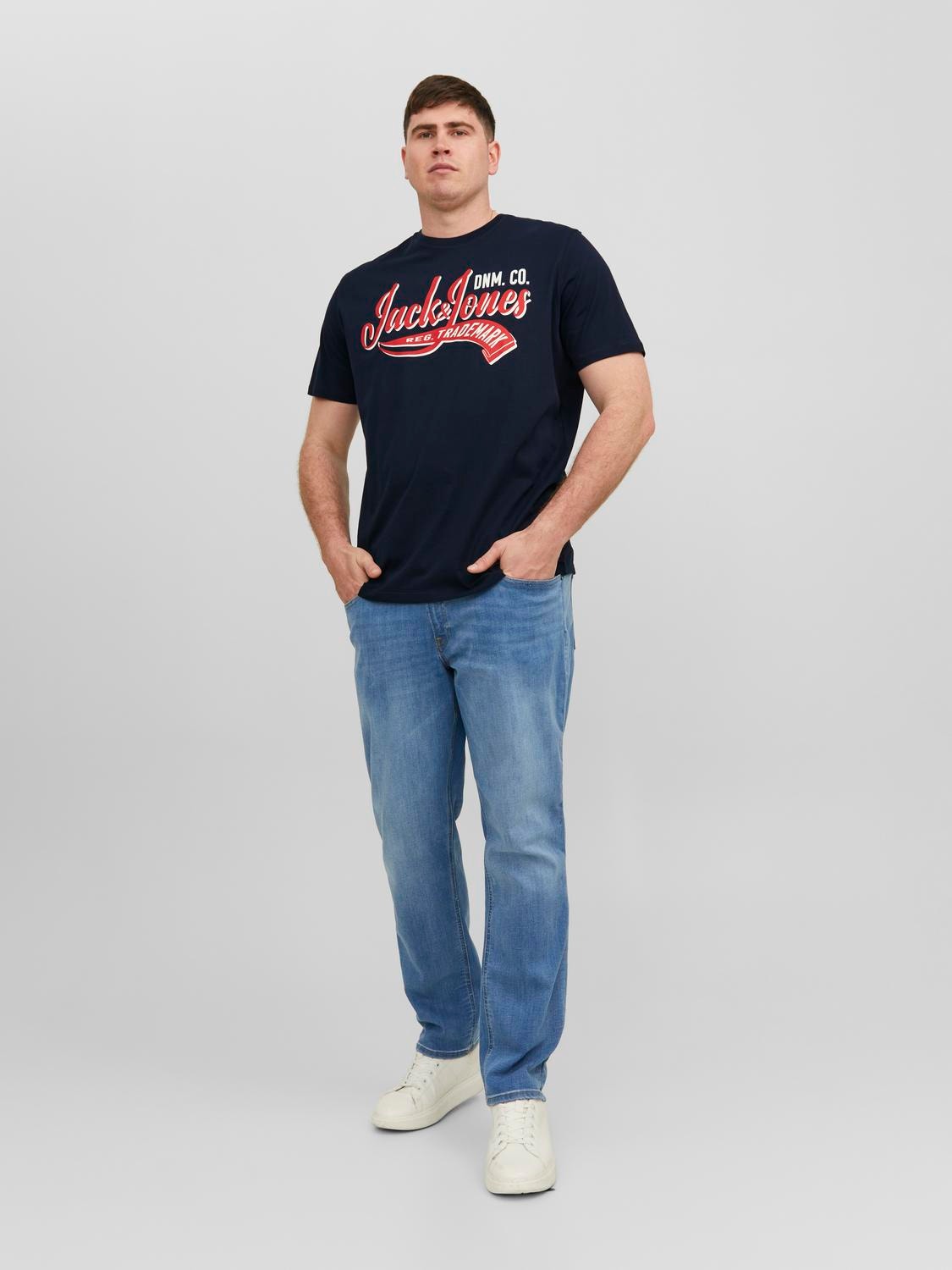 Jack & Jones Plus Size Logotyp T-shirt -Navy Blazer - 12243611