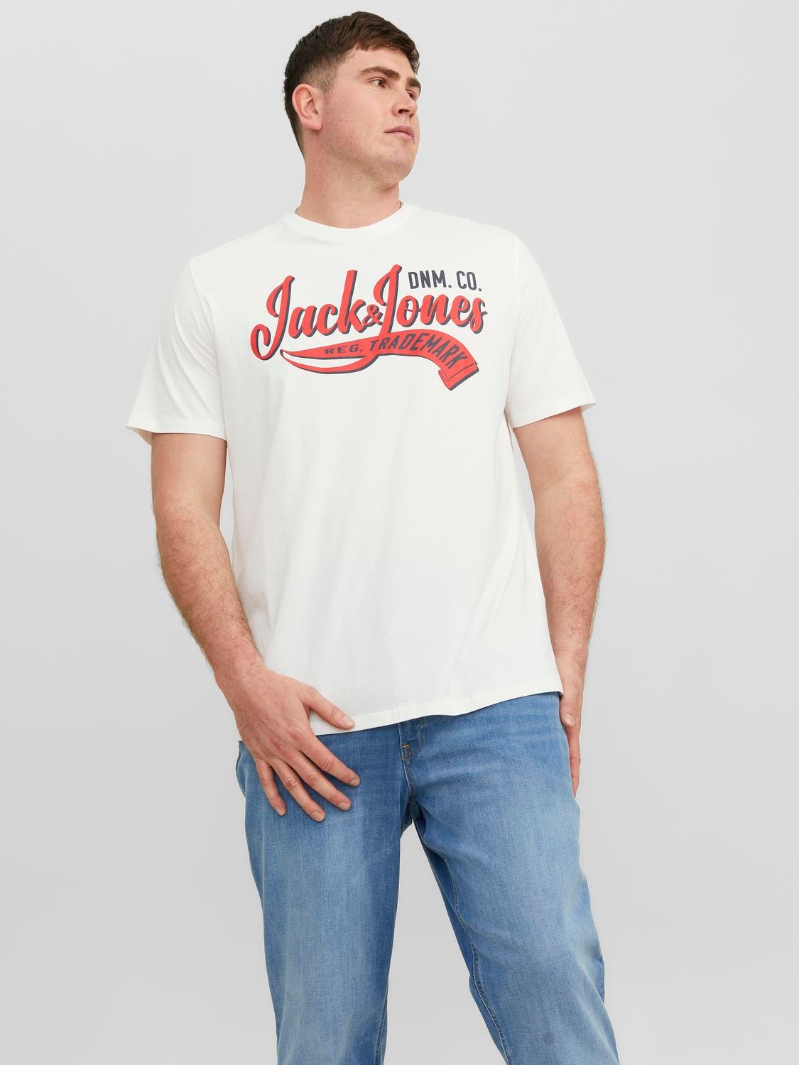 Jack & Jones Plus Logo Tričko -Cloud Dancer - 12243611