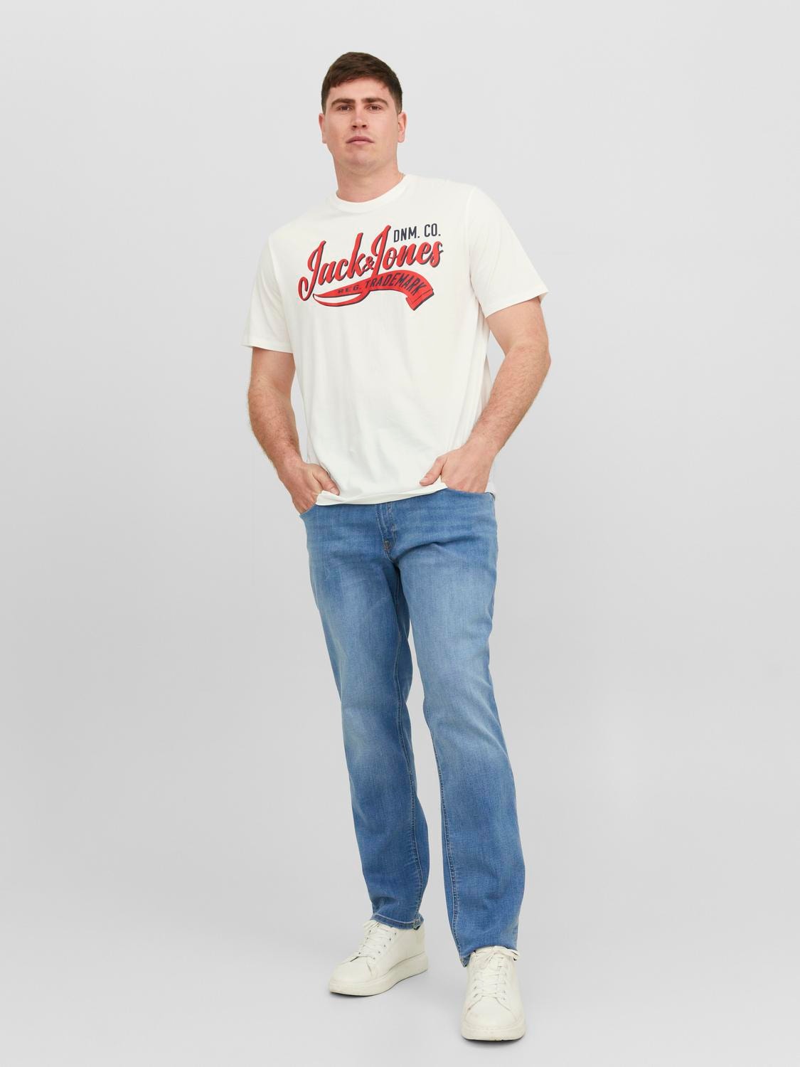 Jack & Jones Plus Size Logo T-skjorte -Cloud Dancer - 12243611