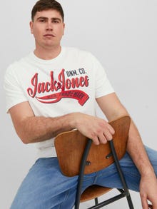 Jack & Jones Plus Size Logo T-paita -Cloud Dancer - 12243611