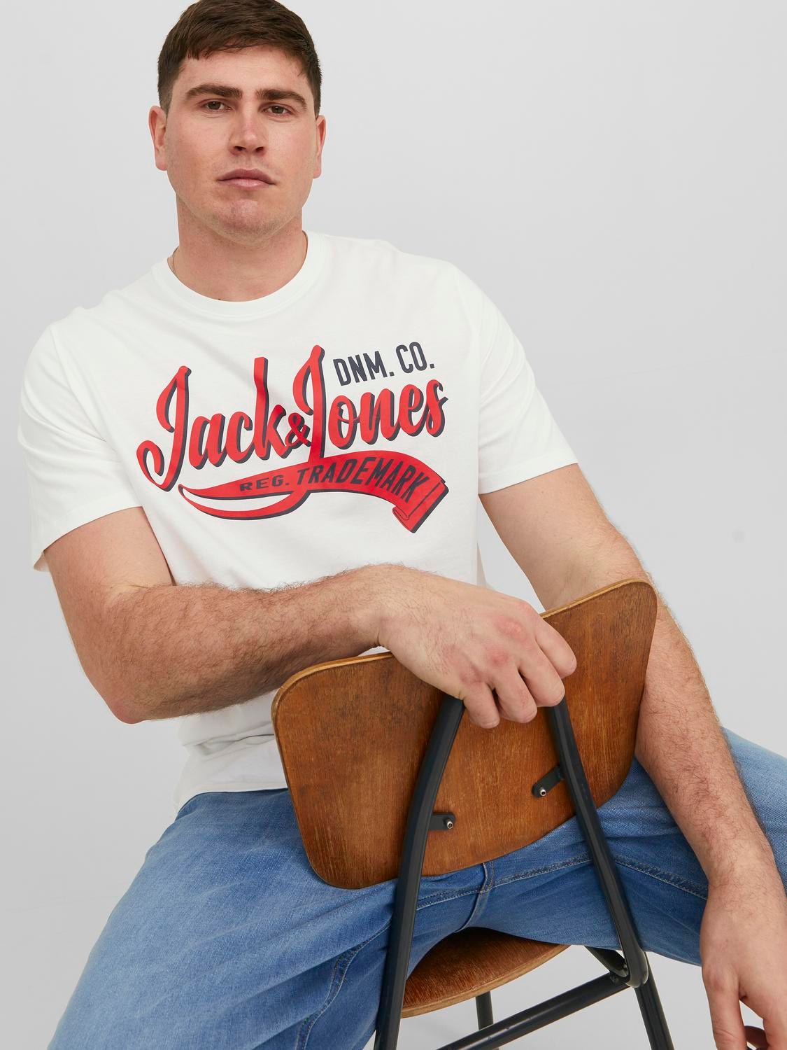 Jack & Jones Plus Size Logotyp T-shirt -Cloud Dancer - 12243611