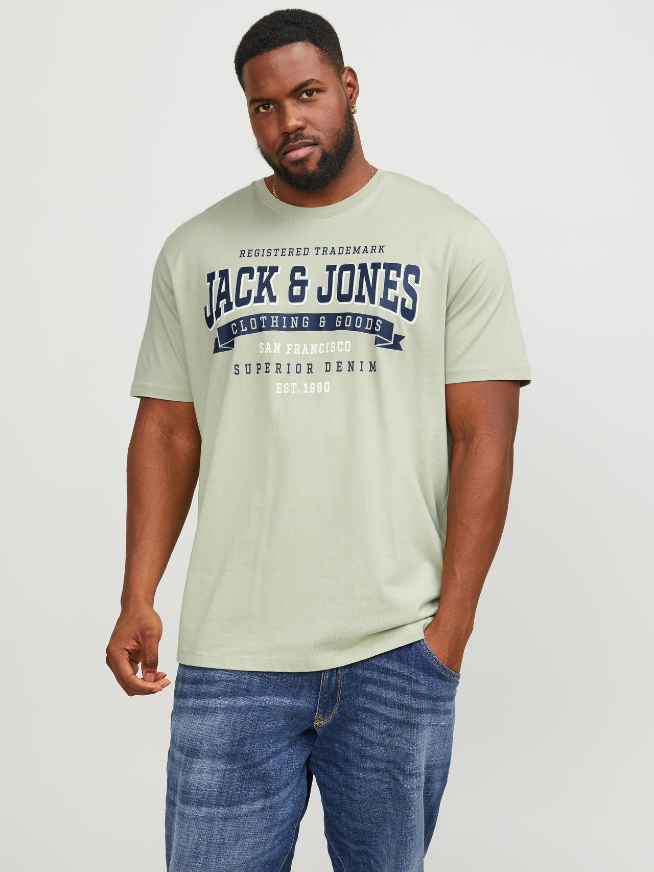Jack & Jones Plus Logo Tričko -Desert Sage - 12243611