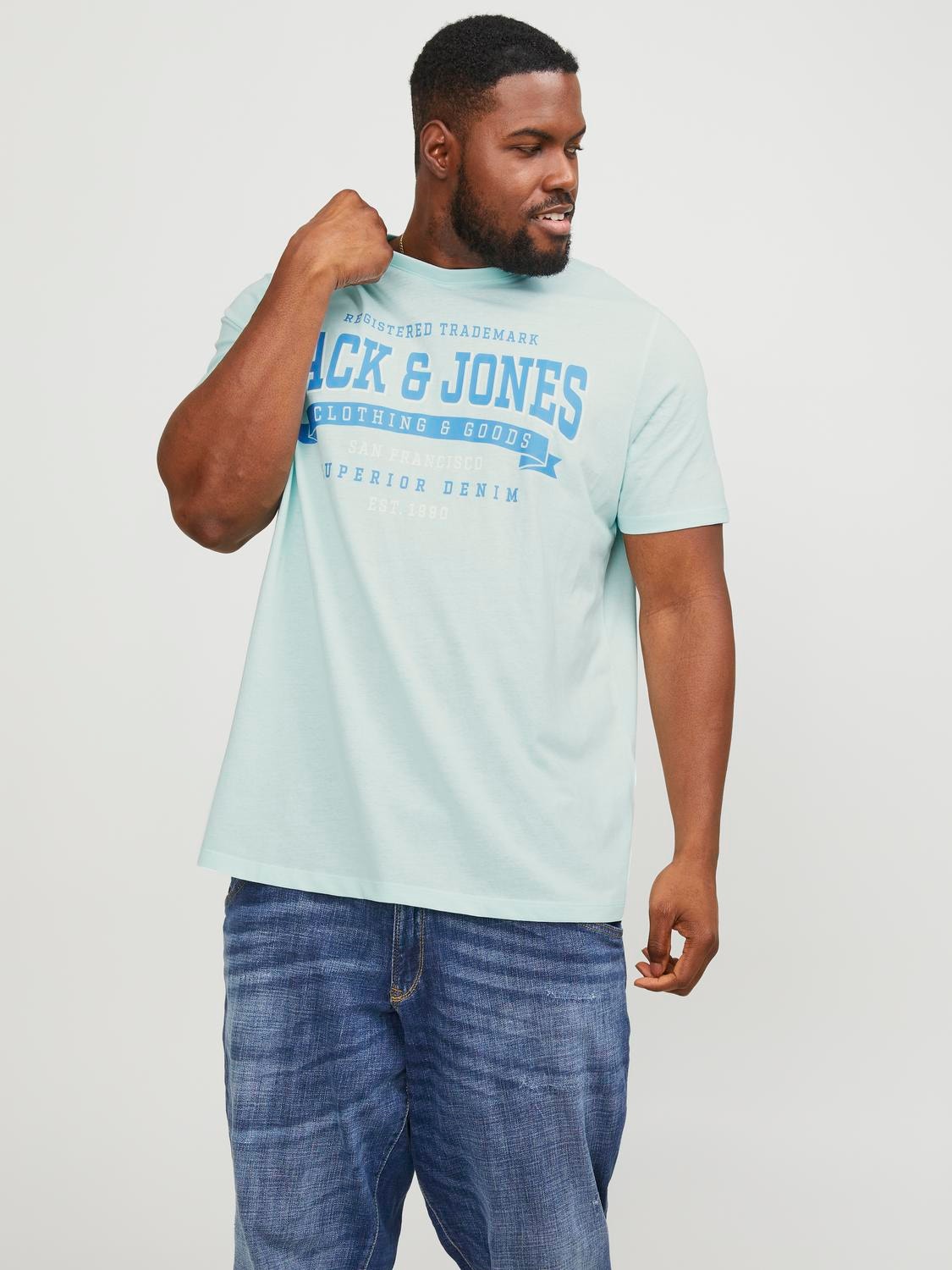 Jack & Jones Plus Size Logo T-paita -Soothing Sea - 12243611